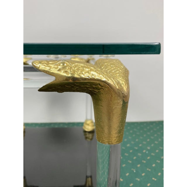 Acrylic, Wood & Brass Coffee Table, Italy, 1970s For Sale - Image 11 of 15