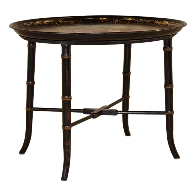 Late 19th Century Painted Tole Tray on Base For Sale