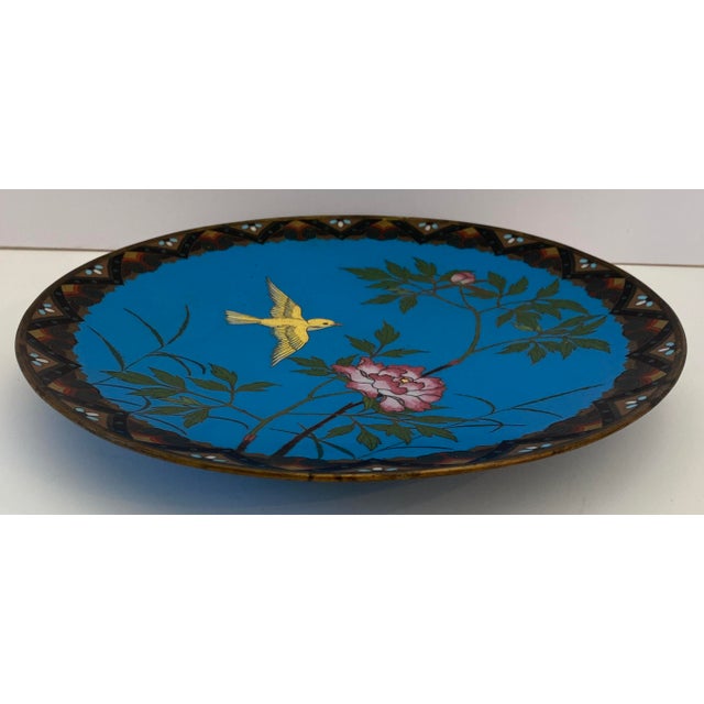 Metal Antique Japanese Meiji Cloissoné Charger Plate For Sale - Image 7 of 11