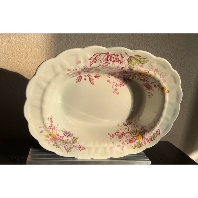 Ridgway "English Garden" Staffordshire Ironstone Oval Serving Platter | Floral Transferware For Sale In Dallas - Image 6 of 6