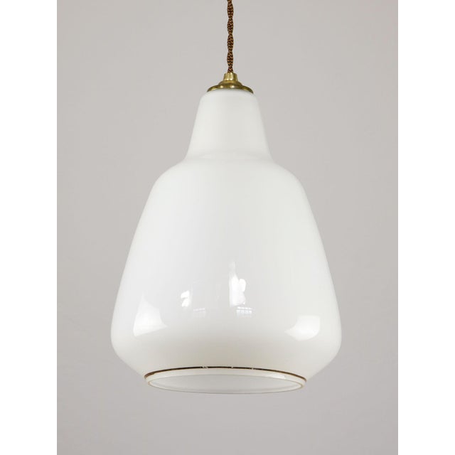 Goldenrod Mid-Century Modern Italian White Glass and Brass Pendant Lamp, 1960s For Sale - Image 8 of 13