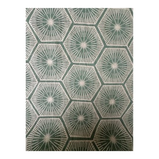 Rapture and Wright Medina in Seafoam Hand Print Fabric 2 5/8 Yards For Sale