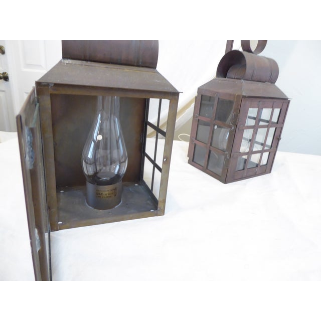 Vintage Copper Lantern Sconces - A Pair For Sale - Image 4 of 4