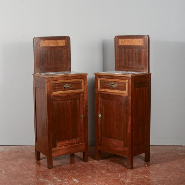Bedside Tables with Gray Marble Top, 1930s, Set of 2 For Sale - Image 16 of 18