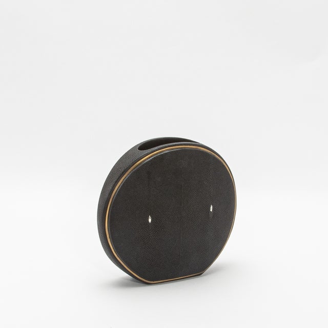 R & Y Augousti Shagreen Vase With Brass Details by R&y Augousti For Sale - Image 4 of 7