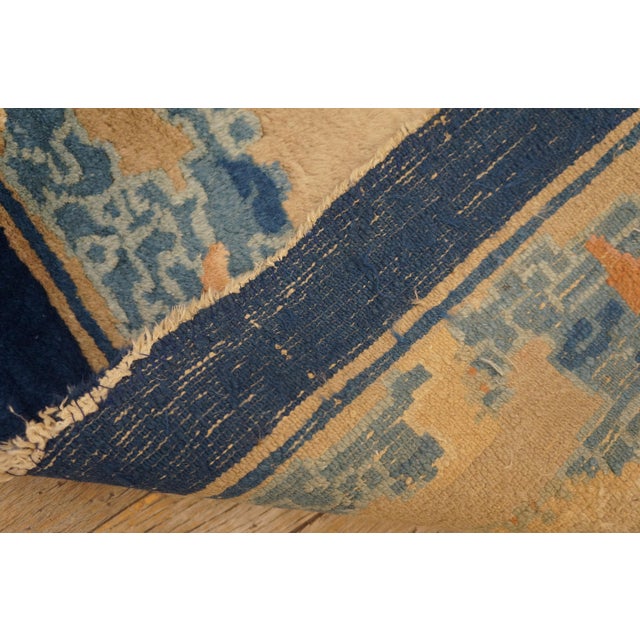 1900s Tan Camel Abstract Antique Chinese Peking Rug 4' X 5' Handknotted Wool Carpet For Sale In New York - Image 6 of 6