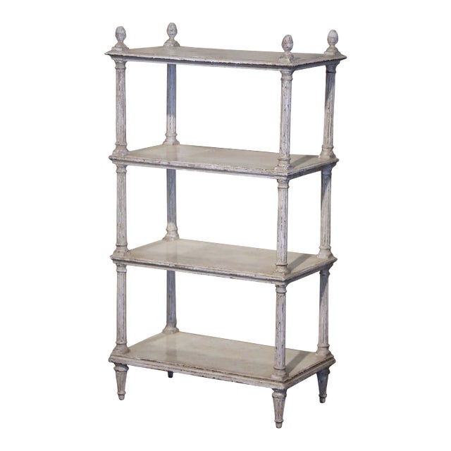 19th Century French Louis XVI Painted Oak Four-Tier Etagere For Sale