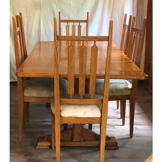 Mid Century Modern Slab Trestle Dining Room Table Chairish