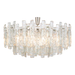 Soria Chandelier in Ice Glass from Kalmar, Germany, 1970s For Sale
