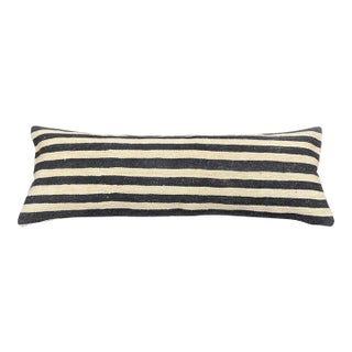 Turkish Hemp Pillow Cushion Natural Beige Black Cushion Cover 14x40 For Sale