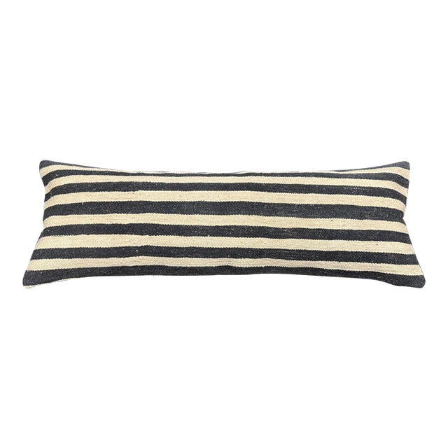 Turkish Hemp Pillow Cushion Natural Beige Black Cushion Cover 14x40 For Sale