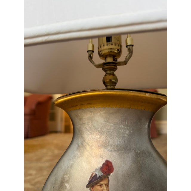 Pair of Vintage Italian Hand-Painted Renaissance Style Table Lamps With Heraldic Motifs For Sale - Image 15 of 16