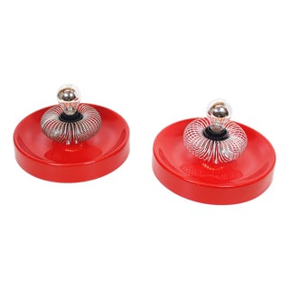 Space Age Spring Wall Lamps by Elektrofém, Hungary, 1970s, Set of 2 For Sale