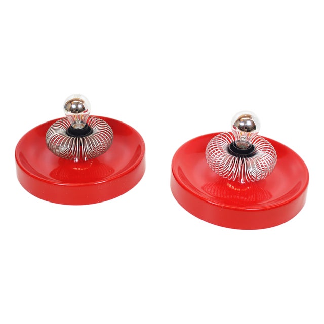 Space Age Spring Wall Lamps by Elektrofém, Hungary, 1970s, Set of 2 For Sale