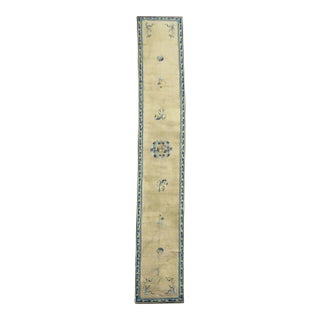 Long Beige Blue Chinese Runner, Early-20th Century - 3' x 19'3" For Sale