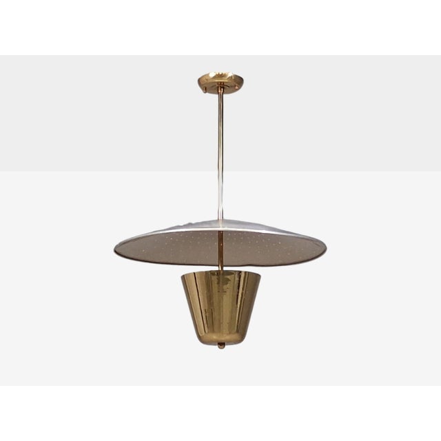 Edward Wormley Attr., Large Perforated Chandelier, Brass, Lacquered Metal, Usa, 1950s For Sale - Image 4 of 12