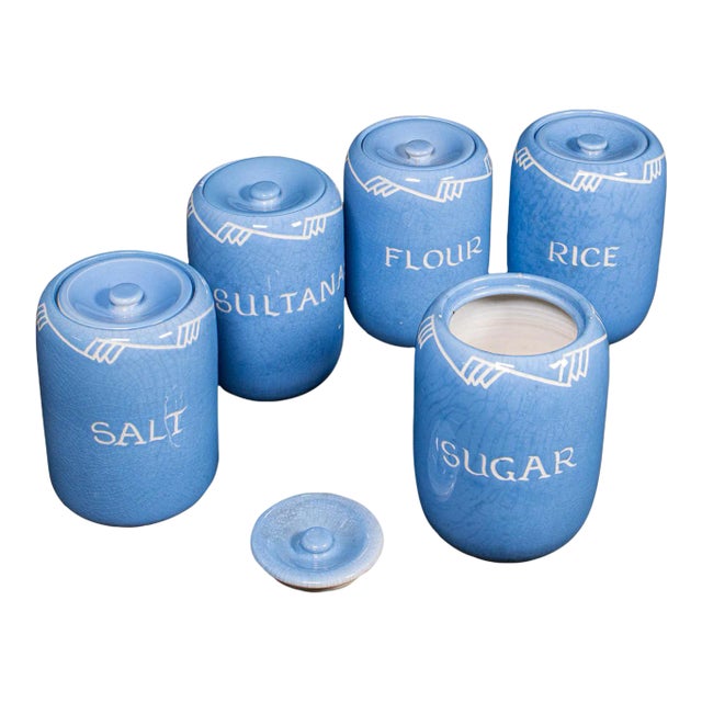 1930's Set of 5 Vintage Kitchen Canisters For Sale