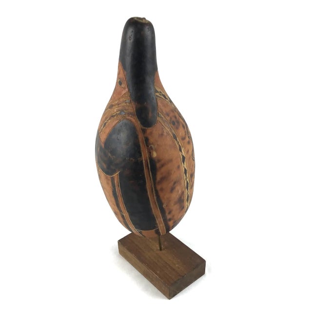Boho Chic Vintage Artisan Painted Wood Gourd Statue For Sale - Image 3 of 9
