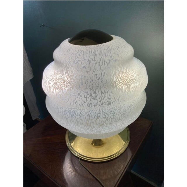 Metal Vintage Table Lamp in Speckled Glass and Brass from Verrerie De Clichy, 1970s For Sale - Image 7 of 13