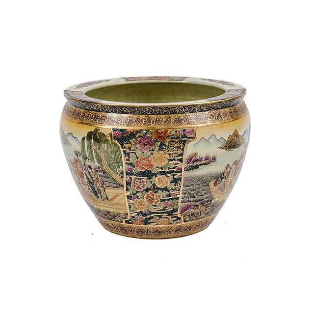 Vintage Satsuma-Style Porcelain Fishbowl Planter. Satsuma ware originally developed in Japan during the 16th century,...