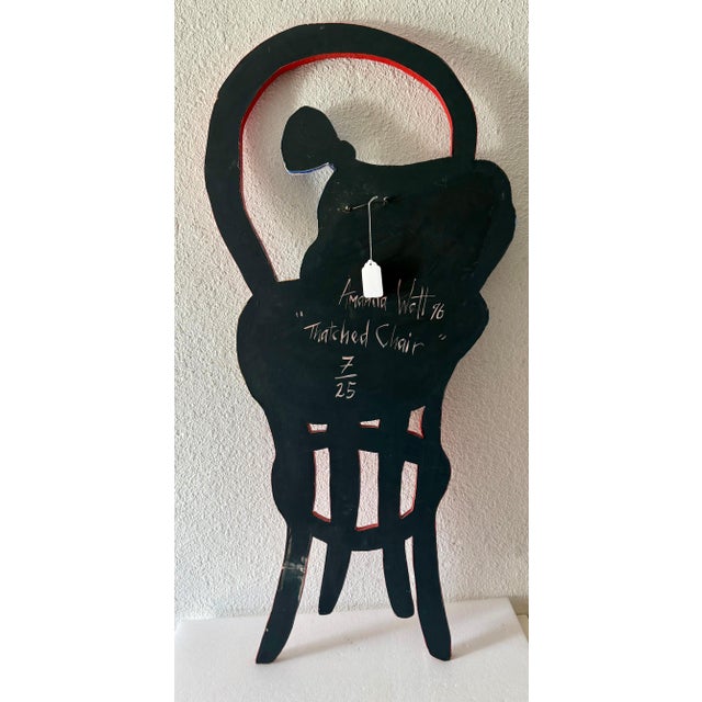 Amanda Watt, Pop Art Painting Carved Wall Sculpture Amanda Watt Thatched Chair Vibrant Color, 1996 For Sale - Image 11 of 11