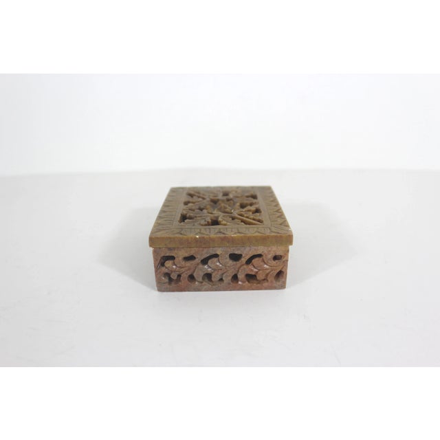 Late 20th Century Vintage Carved Stone Rectangle Box For Sale - Image 6 of 9
