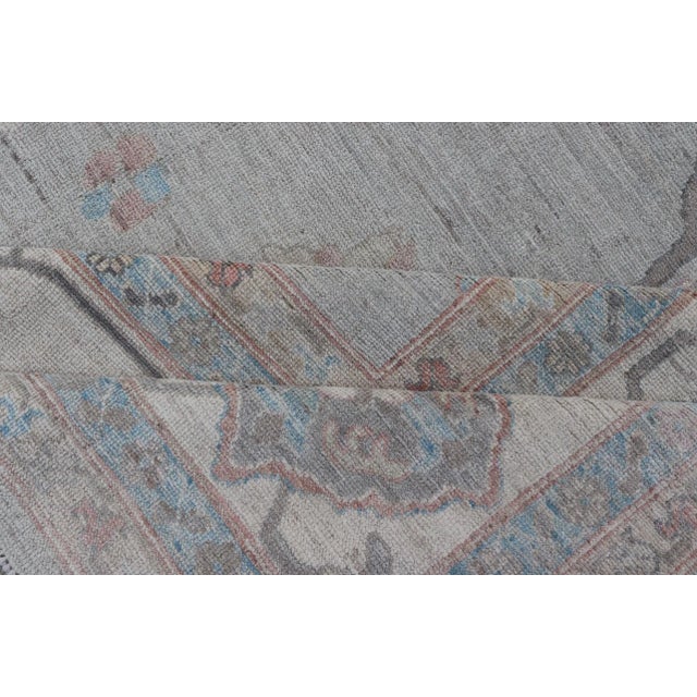 2020s Large Oushak Rug With Floral Motifs & Muted Colorful Tones on Neutral Background For Sale - Image 11 of 13