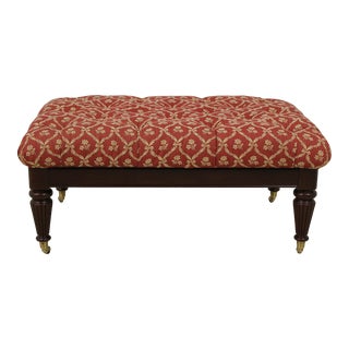 Large Regency Mahogany Tufted Upholstered Ottoman For Sale