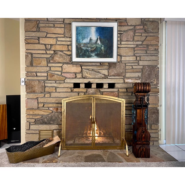 Incredible texture is achieved in this vintage 1972 original, signed painting. The image depicts and ethereal scene along...