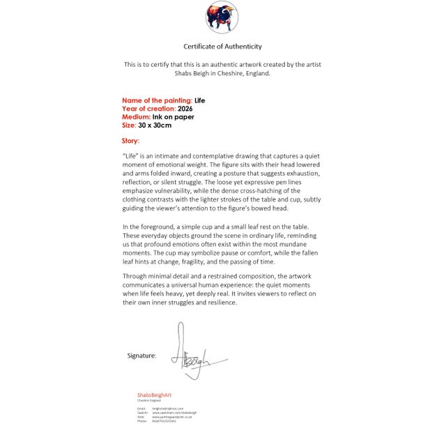 Drawing/Sketching Materials Life Ink on Paper Drawing For Sale - Image 7 of 7