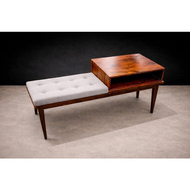 Side Table With Bench & Storage in Rosewood, Unknown, 1960s For Sale - Image 4 of 8