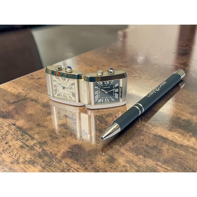 Tank Française Folding Dual-Time Desk Clock from Cartier, 2000 For Sale - Image 10 of 12