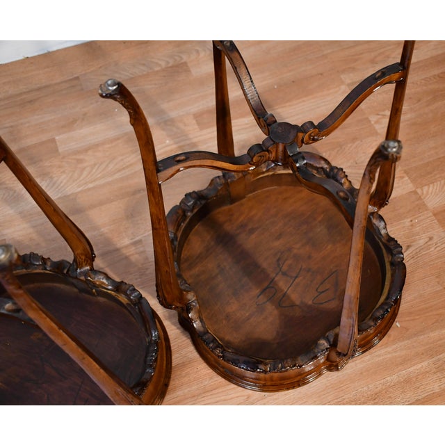1920s Antique French Louis XV Satinwood Inlaid Pair of Side Tables / End Tables For Sale - Image 18 of 18