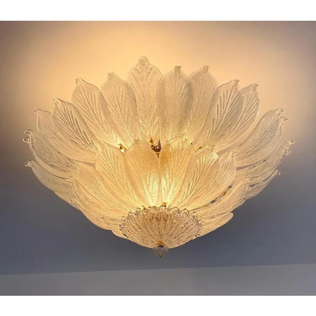 Italian Murano Glass Leave Flush Mount Chandelier For Sale - Image 15 of 18