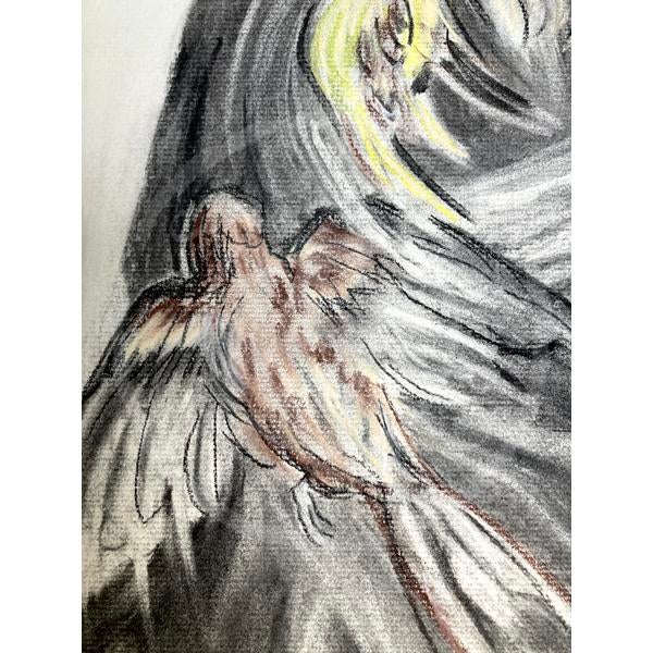 Contemporary Original Charcoal and Pastel Drawing, Freedom Diptych For Sale - Image 3 of 6