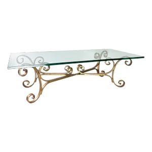 1970s Gilt Iron Scroll Hollywood Regency Cocktail Table With Curvaceous Legs