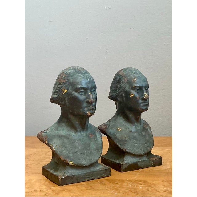 Vintage Patinated Busts of George Washington - A Pair For Sale - Image 18 of 18