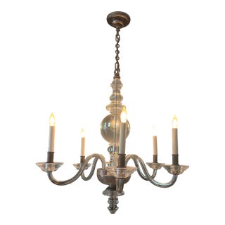 Contemporary Chapman & Myers 6-Arm Polished Nickel Chandelier For Sale