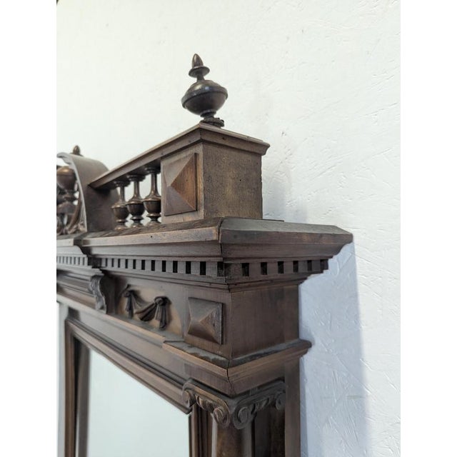 Large Renaissance Mirror in Solid Walnut For Sale - Image 9 of 11