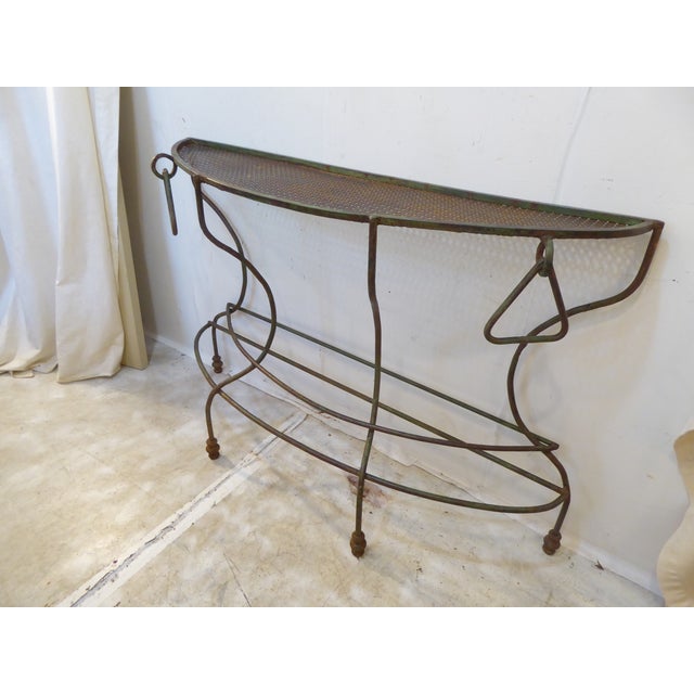 French Country Vintage Iron Garden Console For Sale - Image 3 of 5