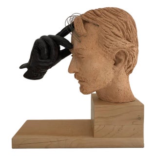 Santo Allego, Il Filosofo, Partially Painted Terracotta, 2014 For Sale