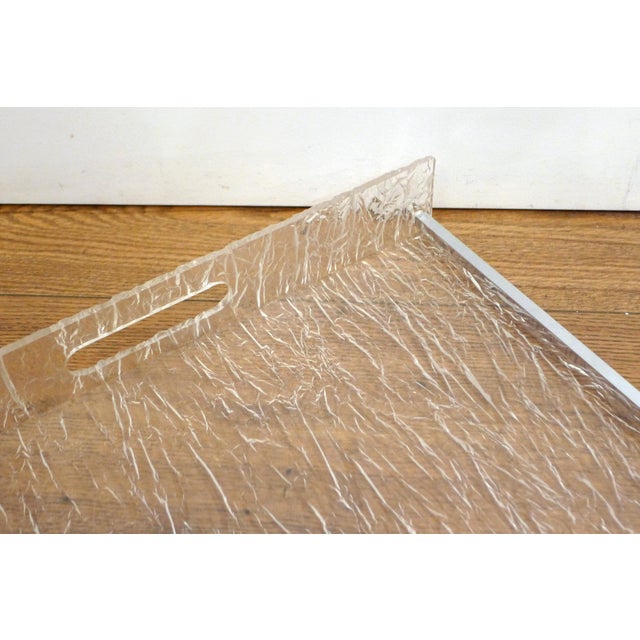 Large Vintage Serving Tray in Frosted Acrylic Glass with Chrome Trim, 1970s For Sale - Image 6 of 17