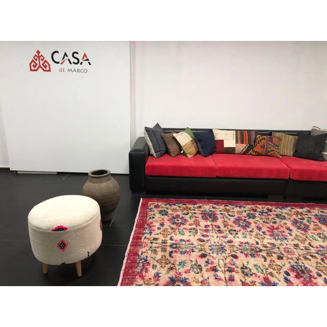 Textile Vintage Distressed Floral Turkish Area Rug For Sale - Image 7 of 11
