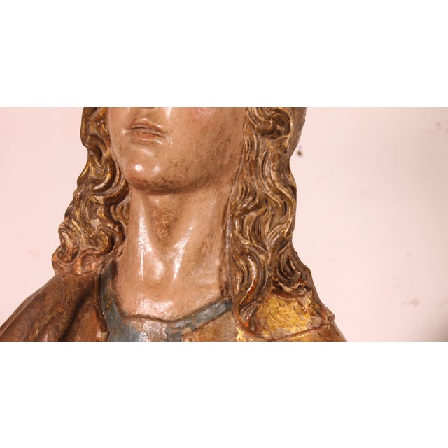 Spanish Artist, Saint John the Baptist and the Virgin Mary from a Crucifixion Group, 1500, Walnut, Set of 2 For Sale - Image 10 of 18