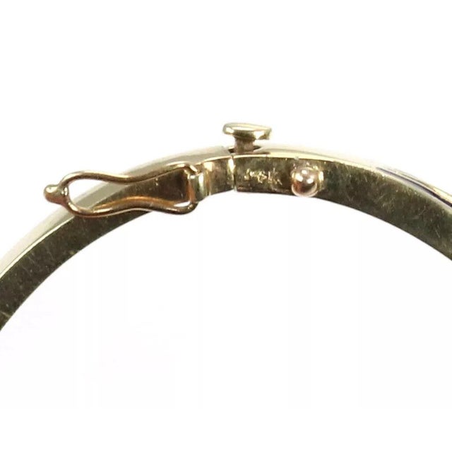 Opal 14k Yellow Gold Blue Enamel Hinged Bracelet For Sale In Miami - Image 6 of 6