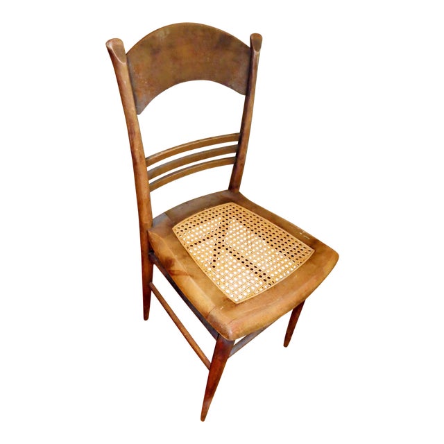 Antique Wicker Seat Wooden Chair Chairish