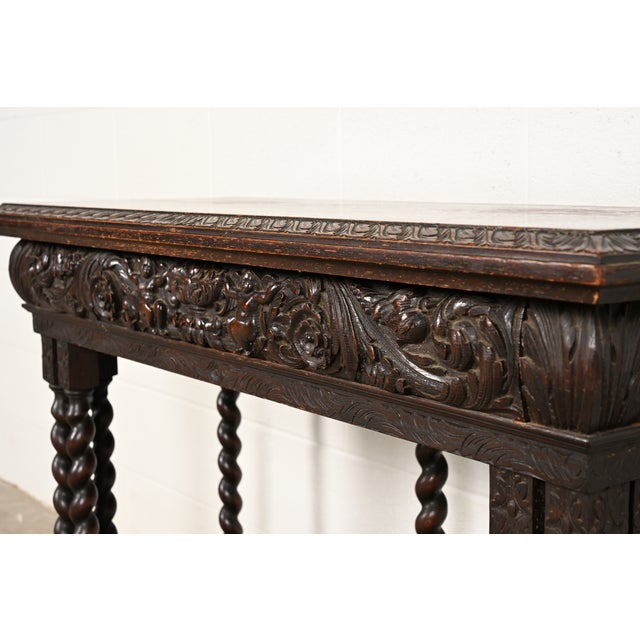 R. J. Horner Renaissance Revival Carved Oak Console Table, Circa 1890s For Sale In South Bend - Image 6 of 11