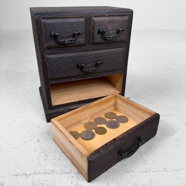 Wood Small Vintage Japanese Ko-Dansu Drawer Cabinet, 1970s For Sale - Image 7 of 9