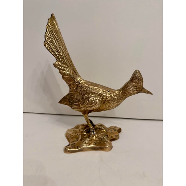 Hollywood Regency Vintage Hollywood Regency Brass Roadrunner Bird Sculpture For Sale - Image 3 of 12