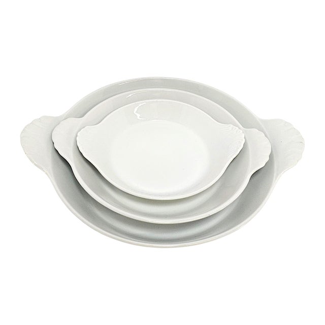 French Provincial Vintage French Pillivuyt White Porcelain Au Gratin Dishes, Graduated - 3 pcs For Sale - Image 3 of 12